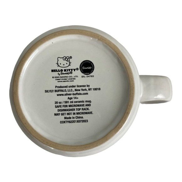 Hello Kitty Christmas Mug Black Interior Candy Canes Cat Bow Star 20 oz. New - Picture 5 of 7